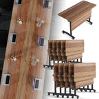 Folding Conference Room Table, Modern Conference Tables with Silent Wheels, Large Rectangular Mobile Training Tables for Office Classroom, Foldable Modular Boardroom Seminar Table (10pack L55.1in)