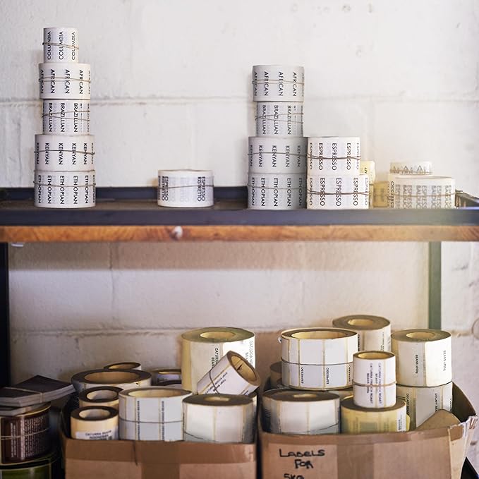 PSBM Thermal Transfer Labels, 4x6 Inch, 4 Rolls, 1000 Labels/Roll, 3 Inch Core, Perforated, Must Have Thermal Ribbon (Not Included)