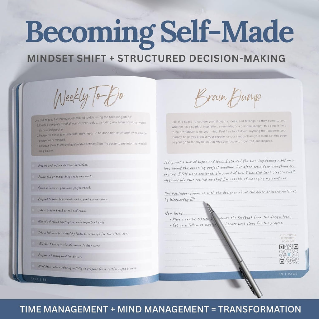 Undated Daily Planner for Men & Women - 90 Days of Productivity, Reflections, Self Care, Achieving Goals & Mindfulness - Journal with Daily To Do List, Prompts & Habit Tracking