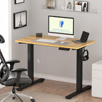 FLEXISPOT Standing Desk 48 x 24 Inches Height Adjustable Desk Electric Sit Stand Desk Home Office Desks Whole-Piece Desk Board (Black Frame + 48 in Maple Top)