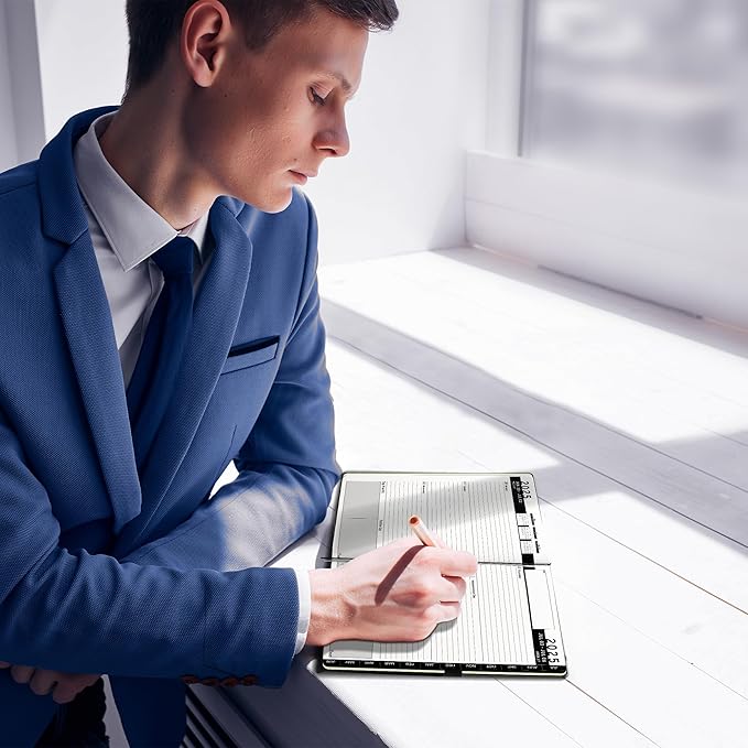 Ensight 2025-2026 HARDCOVER Leather Planner Weekly & Monthly - 6.5x8.5 Inches - Academic Planner Business Personal or Student - Pen Holder, Thick Paper, July 2025 - June 2026 (Black)