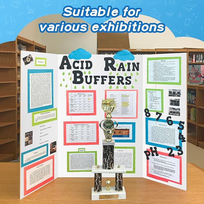 VinTS 8 PCS 36" x 48" Trifold Poster Board White Trifold Foldable Display Poster Board for School Projects, Science Fair,Graduation Exhibitions