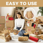 Honeycomb Packing Paper, 12"x400' Brown | Perforated Honeycomb Packing Paper Recyclable Moving Supplies for Shipping & Moving | Plastic-Free Alternative to Bubble Cushion Wrap with 36 Fragile Stickers