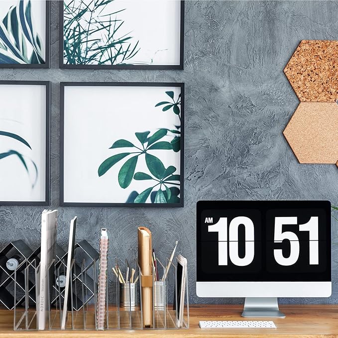 Ctosree Acrylic File Organizer for Desk Vertical 15 Compartments File Sorter Mail Organizer Desktop Countertop Folder Stand Racks for Office Home School Desk(Rectangle,Clear)