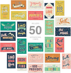 Canopy Street Religious Motivational Quote Cards / 2" x 3.5" Flat Business Card Size / 50 Positivity Cards / 25 Uplifting Christian Designs
