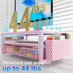 gianotter Desk Organizers and Accessories, Monitor Stand with Drawer and 2 Pen Holder, Desktop Organizer Suitable for Offices and Dormitories (Pink)