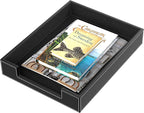 Leather Letter Tray, THIPOTEN Elegant Desk Organizer for Office Supplies, Mail, Paper, File, Magazine, Perfect Office Organization for Desktop(Black)