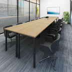 Bonzy Home Conference Tables 18ft Office Computer Desk for Meeting Room Study Writing Printer Table Meeting Seminar Table for 20 People Rustic Vintage Natural 8PCS 220.4"x47.2"x29.5"