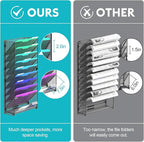 samstar 10 Tier Wall File Organizer, Hanging Wall Mount File Holder Paper Folder Mail Organizer, Mesh Metal, Black.