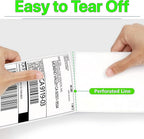 Fanfold 4 x 6 inch Thermal Labels Stack Direct White Strong Adhesive Perforated Postage Shipping Printer Compatible with Zebra SNBC Epson Rollo (500, Fanfold)