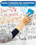 SFAIH Dry Erase Markers Chisel Tip with Magnetic Whiteboard Eraser, 48 Bulk Pack Black White Board Markers for Teachers & Students, Versatile Lines, 1s Quickly Dry, Perfect for Classroom and Office