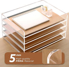 SANRUI 4 Tier Clear Desk Paper Letter Organizer Trays, A4 Stackable File Document Tray, Acrylic Desk Organizers and Accessories Sorter, Workspace Office Supplies Organizers,12.4inx8.86inx6.64in