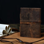 LEATHER VILLAGE Vintage Leather Journal 6"x4" - Brown | 240 Lined Pages | Rustic Notebook for Travel, Office & Personal Use | Handmade College Ruled Diary for Men & Women