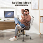 Mid Century Modren Office Chair - Mid Back Swivel Executive Chair with Lumbar Support,Ergonomic Computer Desk Chair with Wheels,Faux Lether Suede Task Chair,350lbs (Grey, Mid Back)