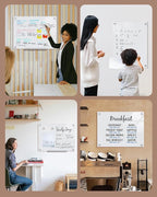 Magnetic Glass Whiteboard，24"x18" Wall Mounted Frameless Dry Erase Board for Office, Home & School Ultra White