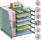 gianotter Desk Organizers and Accessories, 6-Tier Paper Organizer with Magazine rack, File Organizer for Desk, Office Accessories & Workspace (Green)