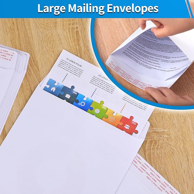 50 Pack Catalog Envelopes Self Seal, 9 x 12 Inches Catalog Mailing Envelopes,White Manila Envelopes for Mailing, Organize, Storage, Home, Office