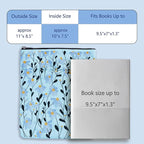 LParkin Daisy Flower Embroidery Book Sleeve with Zipper for Readers Protector Cover Gift for Book Lovers, 11x 8.5 Inch Washable Fabric, Daisy Blue