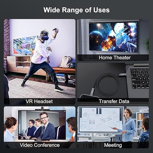 USB C to C Fiber Optic Extension Cable 20M/65FT, USB 3.2 10Gbps Long Distance Active Optical USB C GEN2 Cable for VR/AR, Quest2, Webcam, Camera, Mini PC and More - Grey