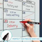 Glass Whiteboard Calendar 34x46” Quarterly Planner White Board Dry Erase Board 3 Month for Wall Glass Whiteboard Home Office Large Wall Calendar 2025 & Marker Tray