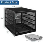 Natwind Mesh Desk Organizer with 4 Tier Sliding Drawers, Office Supplies Desktop Organizers and Accessories Stationery Storage, Paper Sorter, File Binder Organizer for Home Office School,Black
