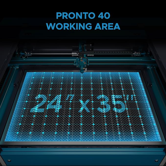 OMTech Pronto 90W CO2 Laser Engraver & Cutter with Water Chiller – 35"x24" Workspace, 1,000mm/s Speed, Autofocus, Air Assist, 2-Way Pass, for Wood, Acrylic & More