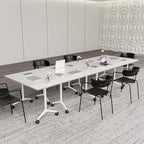Conference Table,Folding Conference Room Tables Portable Rolling Conference Training Table with Silent Wheels,Mobile Meetings Flip Top Tables for Offices Classrooms Meeting Room (4Pack 70.8in)