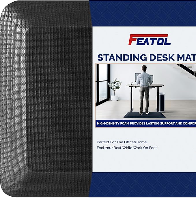 FEATOL Anti Fatigue Mat for Standing, 9/10 Extra Thick Ergonomic Standing Desk Mat, Comfort & Durable Memory Foam Standing Mat at Home,Office All Day (20" x 32", Black)