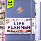 Life Planner - Undated Daily, Weekly & Monthly Planner with Budget Section | A 12 Month Journey to Increase Productivity & Happiness | Life Organizer & Gratitude Journal - Horizontal Format