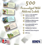 Customized Personalized Address Labels - Made in The USA by Kenco (Wild Animals, 500 Labels)