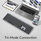 Keychron B6 Pro Ultra-Thin Wireless Keyboard, Full-Size ZMK with Numeric Keypad Quiet Typing, 2.4 GHz/Bluetooth 5.2/Wired Connection Long Battery Life, Compatible with Mac Windows Linux - Space Gray