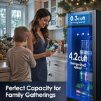 Beverage Refrigerator Cooler 4.5 Cu.Ft, Mini Fridge with Freeze with Glass Door for Soda Beer or Wine, Small Drink Dispenser Machine for Home Office Bar, 7 Temperatures, Adjustable Shelves