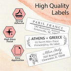 Personalized Return Address Labels - High Gloss Custom Mailing Labels on Sheets - Self-Adhesive Return Stickers for Envelopes with Crisp Printing Design (50-1000)