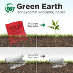 Honeycomb Packing Paper, 12"x300' Red | Perforated Honeycomb Packing Paper Recyclable Moving Supplies for Shipping & Moving | Plastic-Free Alternative to Bubble Cushion Wrap with 36 Fragile Stickers