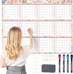 Ospelelf Undated Wall Calendar 2025 Large Laminated Dry Erase Calendar 36.6'' x 48'' Yearly 12 Month Family Calendar