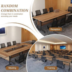 Folding Conference Room Table, Modern Conference Tables with Silent Wheels, Large Rectangular Mobile Training Tables for Office Classroom, Foldable Modular Boardroom Seminar Table (10pack L63in)