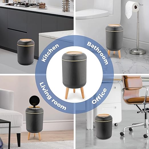 Pukomc Smart Sensor Wastebasket, Convenient and Hygienic Easy to Use, Technology Sensor Waterproof Wastebasket Plastic Trash can for Kitchen, Bathroom, Bedroom, Living Room, Office and Outdoor Black