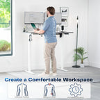 VIVO Electric 55 x 28 in Standing Desk, Memory Height Adjustment, 1B Series, One-Piece Dark Gray Top, White Frame, DESK-KIT-1W55G