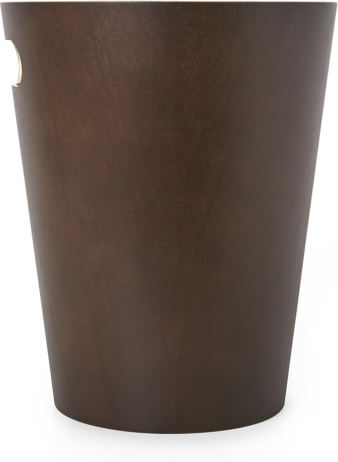 Umbra Woodrow, 2 Gallon Modern Wooden Trash Can Wastebasket or Recycling Bin for Home or Office, Espresso