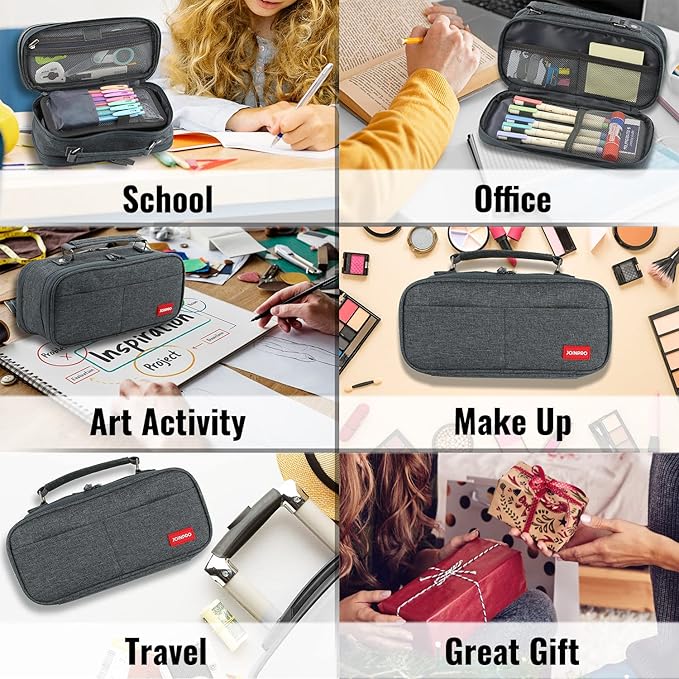 Pencil Case, Large Capacity Pencil Case Organizer; Double Zipper Storage Bag; Big Pencil Pouch for College School Office Teen Girl Boy Men Women Adult