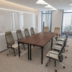 Bonzy Home Conference Tables 9ft Office Computer Desk for Meeting Room Study Writing Printer Podcast Table Save Space Design for 10 People Rustic Vintage Walnut 4PCS 110.2"x47.2"x29.5"