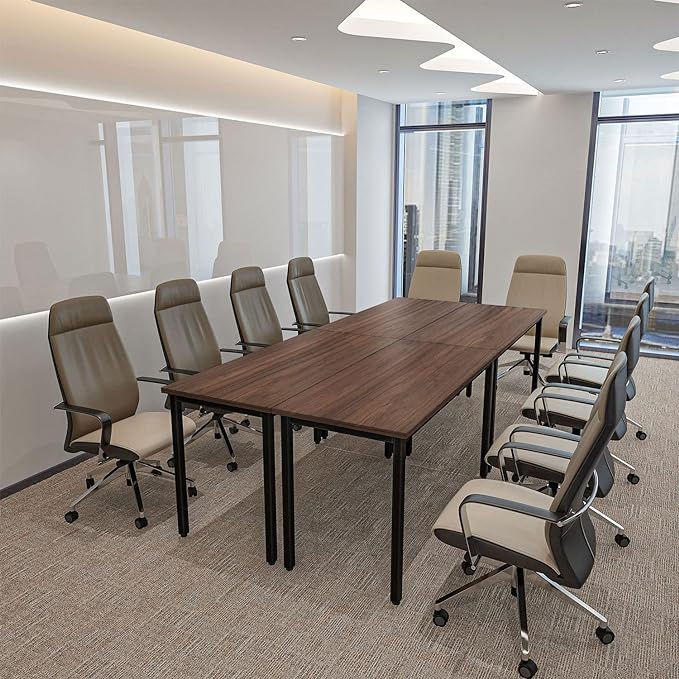 Bonzy Home Conference Tables 9ft Office Computer Desk for Meeting Room Study Writing Printer Podcast Table Save Space Design for 10 People Rustic Vintage Walnut 4PCS 110.2"x47.2"x29.5"