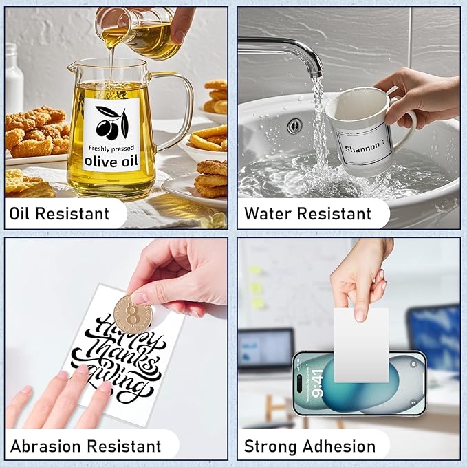 M100 Square Label 1.96'' x 3.14'' (50x80mm), Compatible with Label Maker M110/ M220/ M221/ M120/ M250/M260, White, 100 Labels/Roll, Multi-Purpose Adhesive Thermal Labels, Black on White