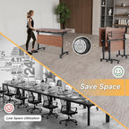 Conference Room Table with Silent Wheels, Mobile Folding Conference Table for 16 Person,Flip Top Office Training Tables with Walnuts Wood Tabletop, for School,Business Meeting Rooms (4 Pack 61in)
