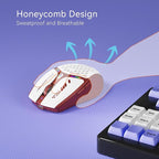 Uciefy Bluetooth Wireless Mouse, (BT5.0/5.1+2.4GHz) USB C Rechargeable LED Mouse Battery Level Visible, Honeycomb Magnetic Shell Cover with USB Receiver & Type-C Adapter for Laptop/PC/Mac/iPad-Red