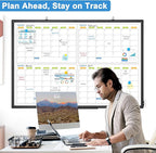 Dry Erase Calendar for Wall 4 Month, WALGLASS 48" x 36" Large Double-Sided White Board Calendar, Dry Erase Monthly Planner, Black Aluminum Frame Hanging Wall Mounted Whiteboard for Office Home School