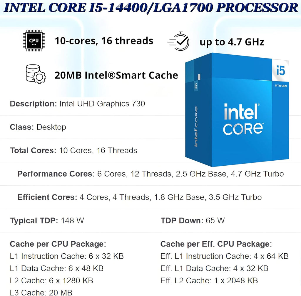 Dell Desktop Computers Tower PC for Home Business Student, 14th Gen Intel Core i5-14400 (Beat i7-13620H), 16GB DDR5 RAM, 512GB PCIe SSD, WiFi Adapter, DisplayPort, HDMI, Type-C, Windows 11 Pro