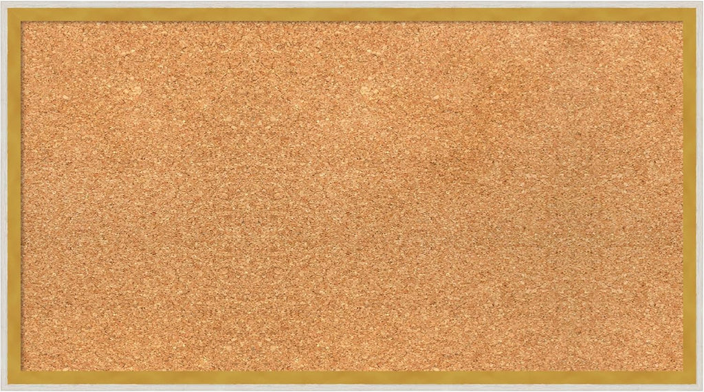 Amanti Art Natural Cork Board for Wall, 15x27 Vision Board with White Frame, Medium Corkboard Office Decor for Home Organization, Modern Corkboard Pinboard to Display Items for Home Organization in