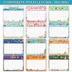 2026 Calendar - 2026 Wall Calendar, Jan. 2026 - Dec. 2026, 14.6'' x 11.4", 12 Months Hanging Monthly Calendar 2026, Holidays, Large Block, Twin-Wire Binding- 12 Different Themes