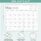 2026 Wall Calendar - 2026 Calendar from Jan. 2026 - Dec. 2026, 14.6" x 11.4", 12 Months Wall Calendar 2026, Thick Paper, Twin-Wire Binding, Simple Design